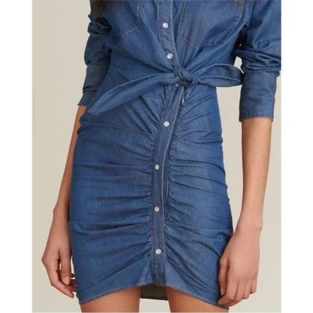 Veronica Beard Sierra Ruched Chambray Dress size-0 - Picture 1 of 5